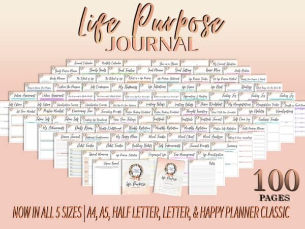 Life Purpose Planner Self Care Journal Live Life Purposefully Find Your Passion Life Binder Printable Digital Download