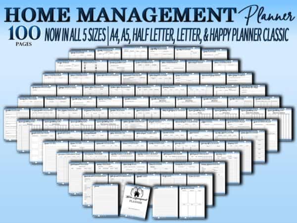 Home Management Planner UPDATED Printable Home Organizing Checklist Household Family Planner Classic Happy PDF Inserts A4 A5 Letter Half