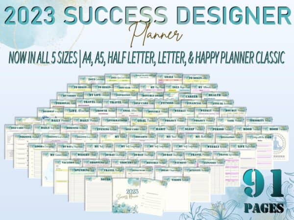 Success 2023 Planner Calendar Daily Goals Tracker Productivity Life Project Printable Digital Download Challenge Monthly Weekly Hourly