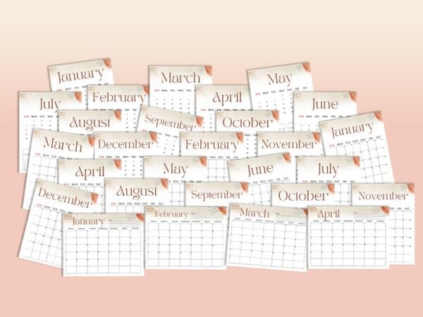 2024 Planner Annual Calendar Printable Digital Download Daily Weekly Monthly Planner Classic Happy PDF Inserts A4 A5 Letter Half