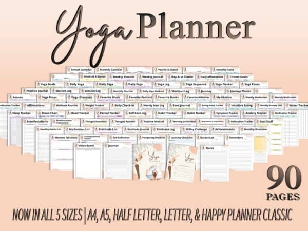 Yoga Planner Fitness Journal Wellness Health Workout Self Care Mindfulness Printable Workout Tracker Digital Download Passion Planner - Image 5