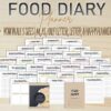Food Diary Food Journal Meal Planner Printable Fitness Monthly Weekly Digital Menu Recipe Grocery Mindful Eating Breakfast Lunch Dinner