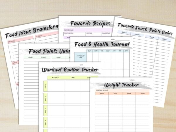 Food Diary Food Journal Meal Planner Printable Fitness Monthly Weekly Digital Menu Recipe Grocery Mindful Eating Breakfast Lunch Dinner - Image 2