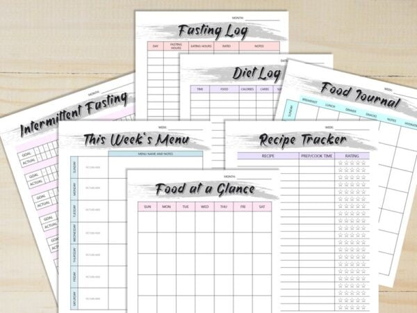 Food Diary Food Journal Meal Planner Printable Fitness Monthly Weekly Digital Menu Recipe Grocery Mindful Eating Breakfast Lunch Dinner - Image 3