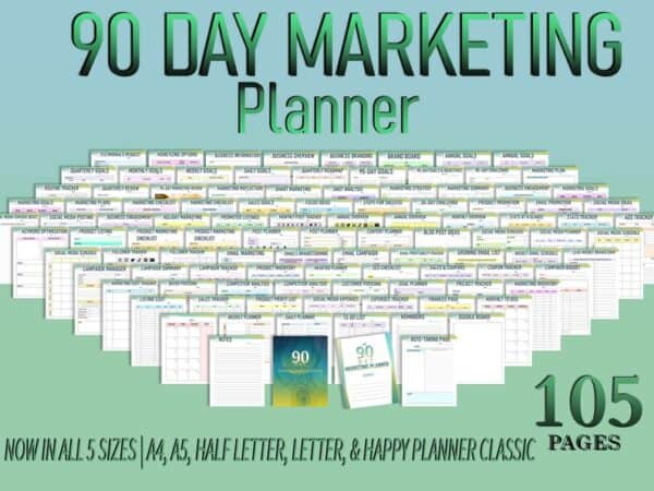 90 Day Marketing Planner Social Media Workbook for Small Businesses