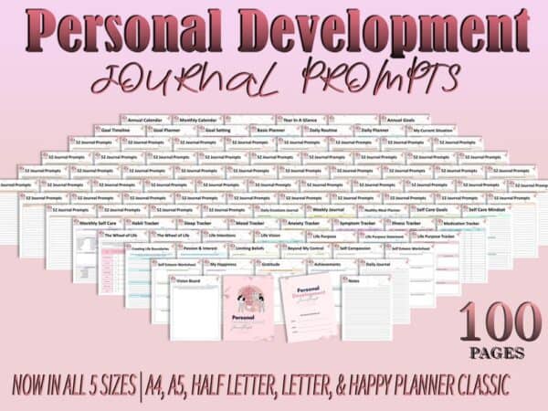 Personal Development Journal Personal Growth Life Planner Printable Mental Health Self Care Self Help Love Mindset Goals Digital Download