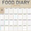 Food Diary Food Journal Meal Planner Printable Fitness Monthly Weekly Digital Menu Recipe Grocery Mindful Eating Breakfast Lunch Dinner - Image 6