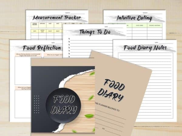 Food Diary Food Journal Meal Planner Printable Fitness Monthly Weekly Digital Menu Recipe Grocery Mindful Eating Breakfast Lunch Dinner - Image 7