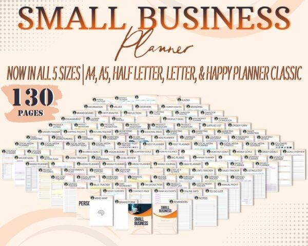 Small Business Planner Printable Etsy Shop Seller Organizer Freelance Side Hustle Digital Download Home Business Direct Sales PDF Inserts