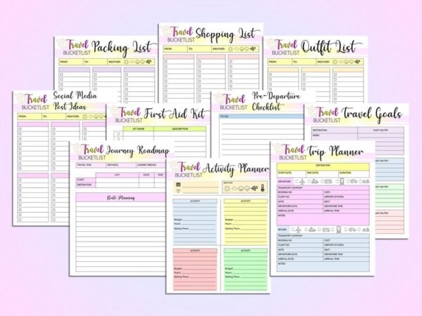 Travel Itinerary Trip Planner Vacation Diary Cruise Journal Printable Digital Download Holiday Budget Organizer Checklist Road Trip Guide - Image 3