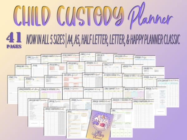 Child Custody Planner Child Sharing Divorce Child Support Court Appoint Coparenting Counseling Visitation Journal Printable Digital Download