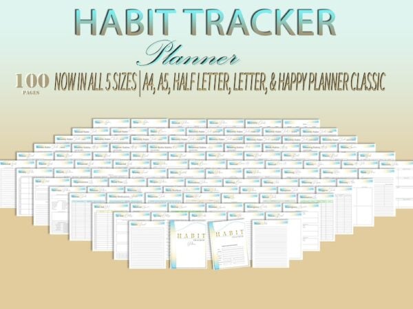 Habit Tracker Planner Hourly Daily Weekly Monthly Habits Routine Fitness Digital Download Personal Career Health Hygiene Reading Study