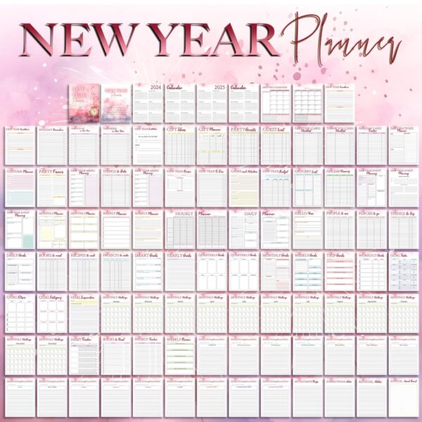 Ultimate 2024 2025 Planner New Year Tracker Yearly Monthly Weekly Daily Hourly Overview Goal Goals Printable Resolution Calendar Digital - Image 7