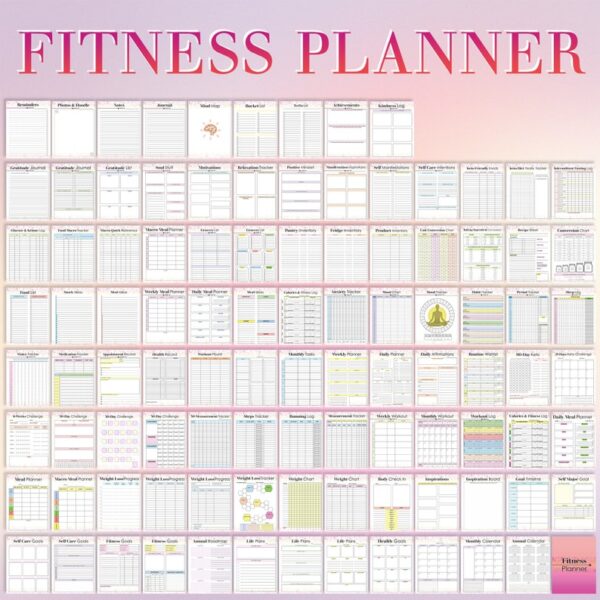 Fitness and Health Planner Weight Loss Printable Workout Journal Diet Tracker Meal Plan Digital Download Wellness Recipe Calories Counter - Image 5