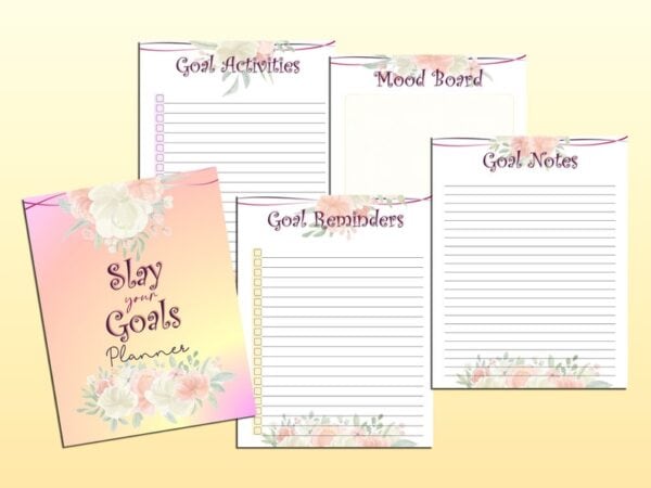 Goals Planner Printable Life Productivity Digital Finances Career Relationships Slay Your Goals Setting Habit Tracker Yearly Monthly Weekly - Image 5
