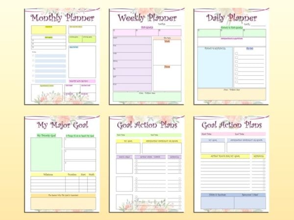 Goals Planner Printable Life Productivity Digital Finances Career Relationships Slay Your Goals Setting Habit Tracker Yearly Monthly Weekly - Image 7