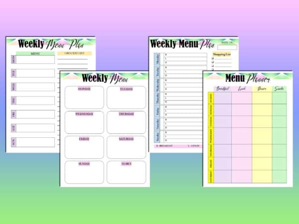 Meal Planner Printable Weekly Meal Monthly Weekly Digital Menu Recipe Grocery Book Planner Classic Happy PDF Inserts A4 A5 Letter Half