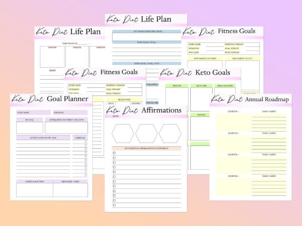 Keto Weight Loss Planner Diet Tracker Planner Workout Fitness Printable Digital Meal Journal Classic Happy PDF Inserts A4 A5 Letter Half