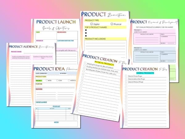 Product Launch Business Planner Printable Etsy Shop Planner Digital Download Etsy Seller Planner Classic Happy PDF Inserts A4 A5 Letter Half