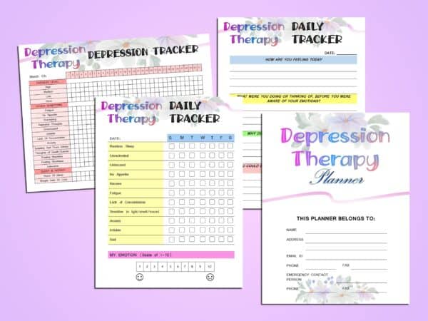 Depression Therapy Journal Mood Tracker Anxiety Planner Printable Mental Health Digital Download PTSD Social Classic Happy A4 A5 Letter