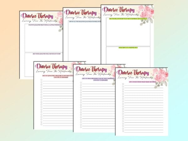 Divorce Therapy Journal Anxiety Depression Mood Tracker Planner Printable Mental Health Digital Download Self Care Social Classic Happy