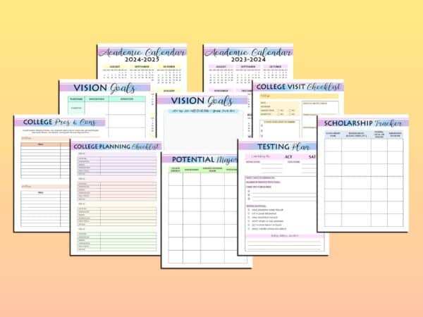 College Planner Printable Planning Visit Student Digital Download Lessons Courses 2024 25 Studies Graduation Physical Academic Online